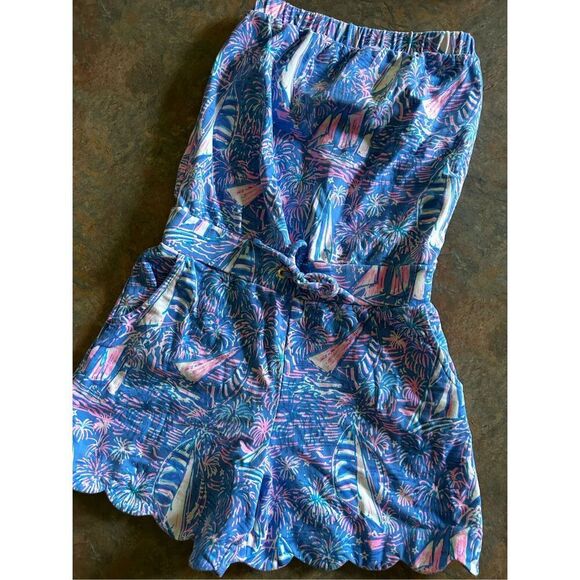 Lilly Pulitzer Jace Boca Blue It’s A Sailabration Sail Boat Romper Terry Short X - Picture 4 of 6